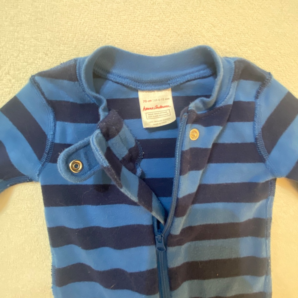 Hanna Anderson Blue Stripe Zip Sleeper - Picture 2 of 2